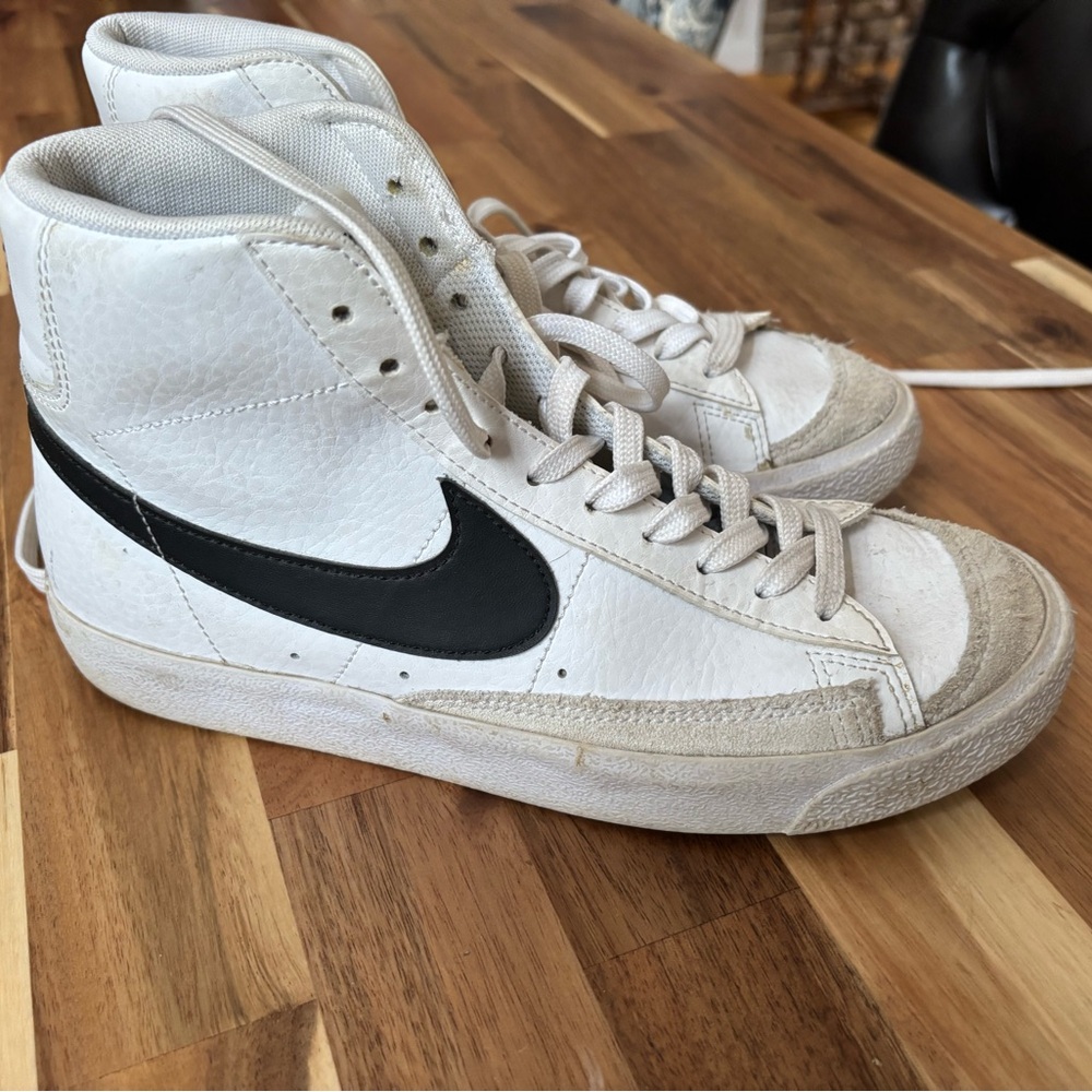 Nike Youth White and Black High-Top Sneakers